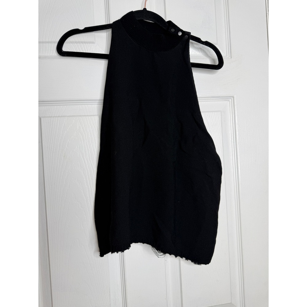 A.L.C. Mock Neck Split Back Tank Top Raw Hem Size 6